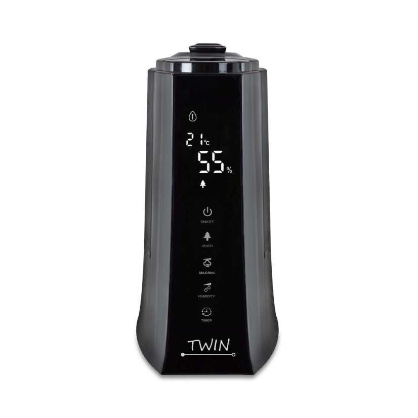 Airbi TWIN - ultrazvukový zvlhčovač vzduchu s ionizátorem a možností aromaterapie - černý