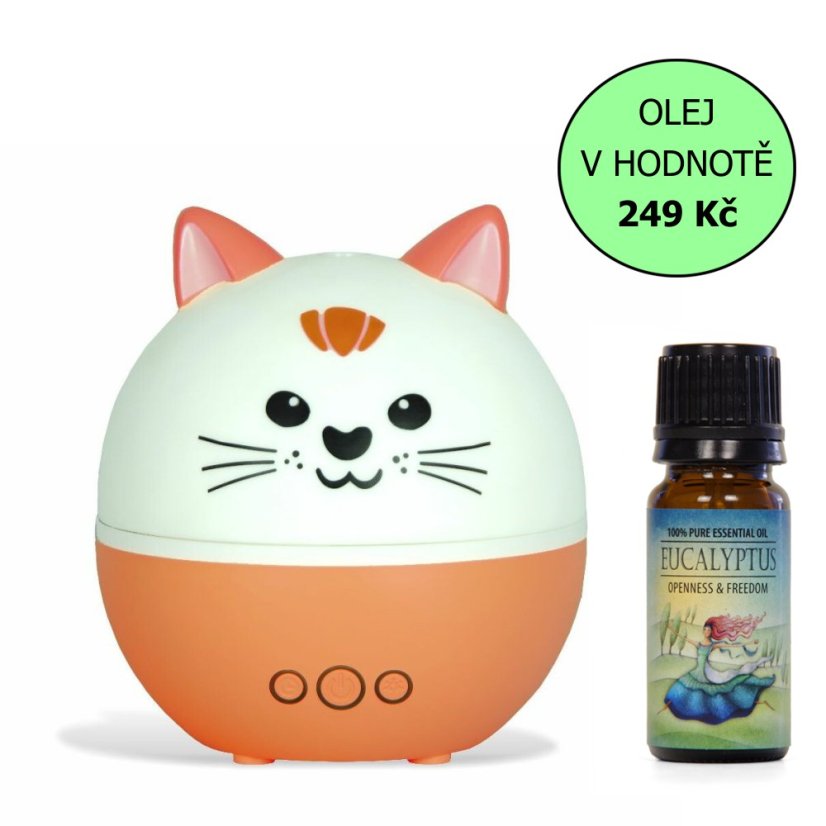 Dětský aroma difuzér Airbi PET MEOW + esenciální olej Airbi EUKALYPTUS