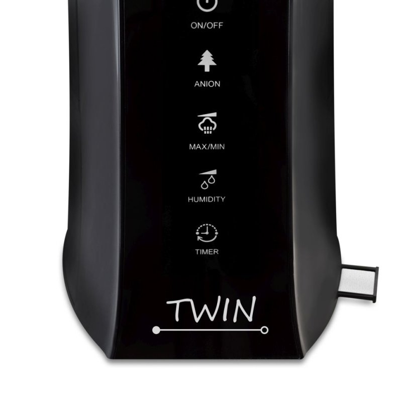 Airbi TWIN - ultrazvukový zvlhčovač vzduchu s ionizátorem a možností aromaterapie - černý