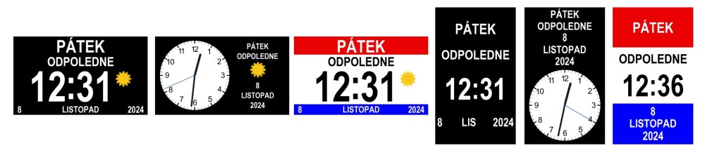 Různá rozložení displeje Airbi NOTE